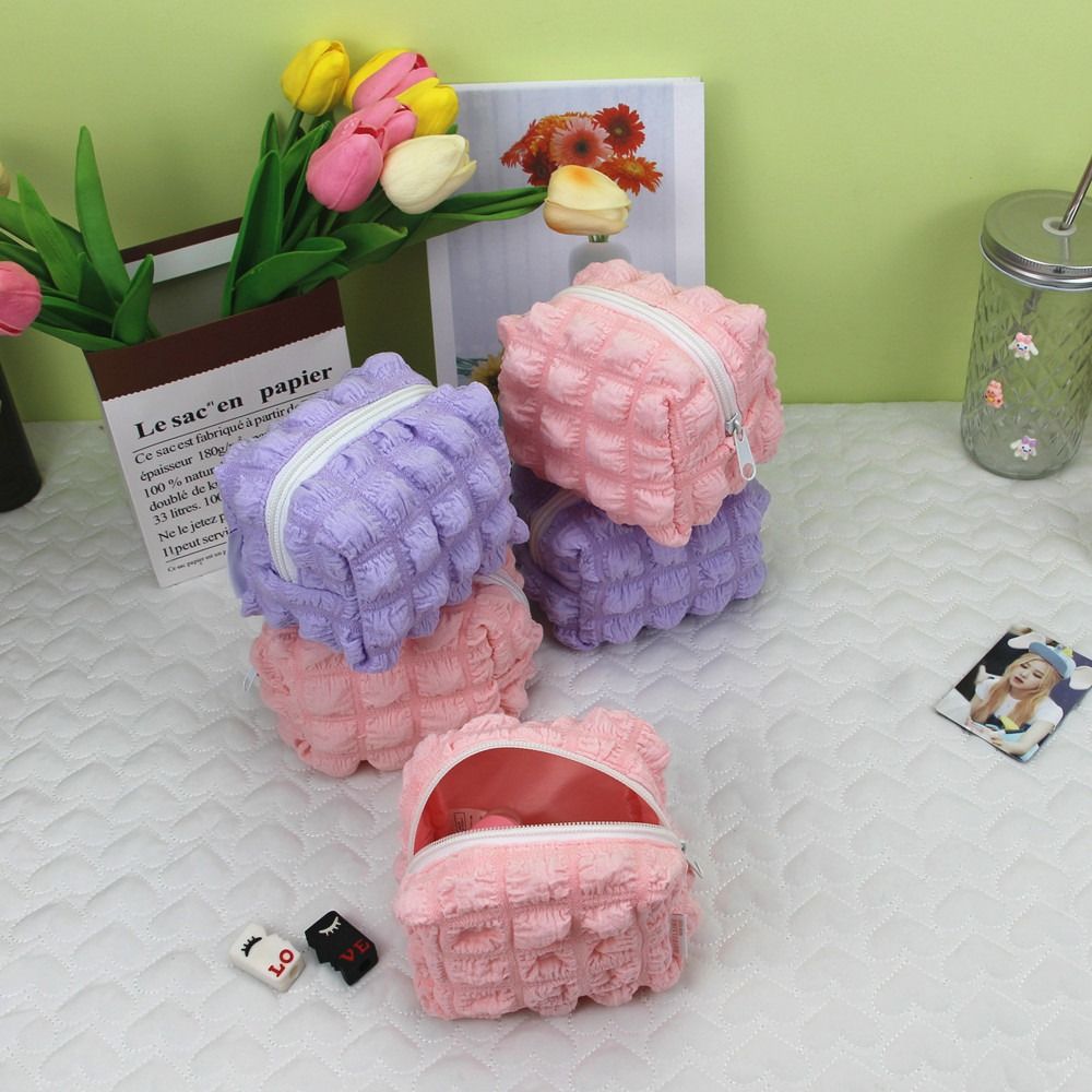 Korean Style Pleated Cloud Coin Purse Cute Bubble Plaid Square Lipstick Bag Wallet Girls 293ec 5 15cec