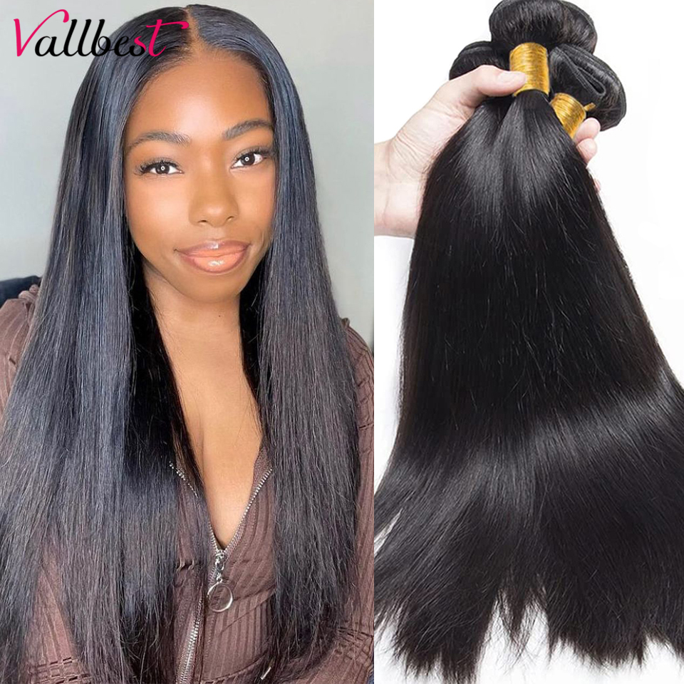 Vallbest Straight Human Hair Bundles Peruvian Hair Bundles Straight Human Hair Extensions 1/3/4 Pcs Straight Bundles Human Hair 409b3