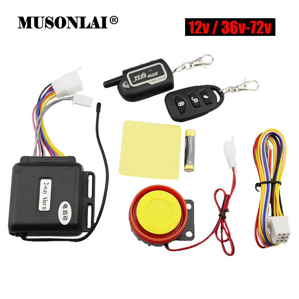 2 / Two Way Motorcycle Anti-theft Alarm Remote Engine Start 36v-72v Electric Bike E-Bike Security Alarm Scooter Theft Protection 702b4