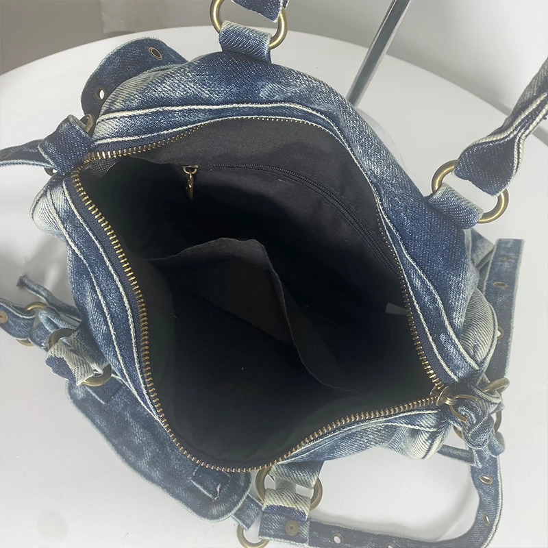 Urban womens handbag denim canvas bicycle bag fashion trend shoulder cross body handbag and wallet 241111