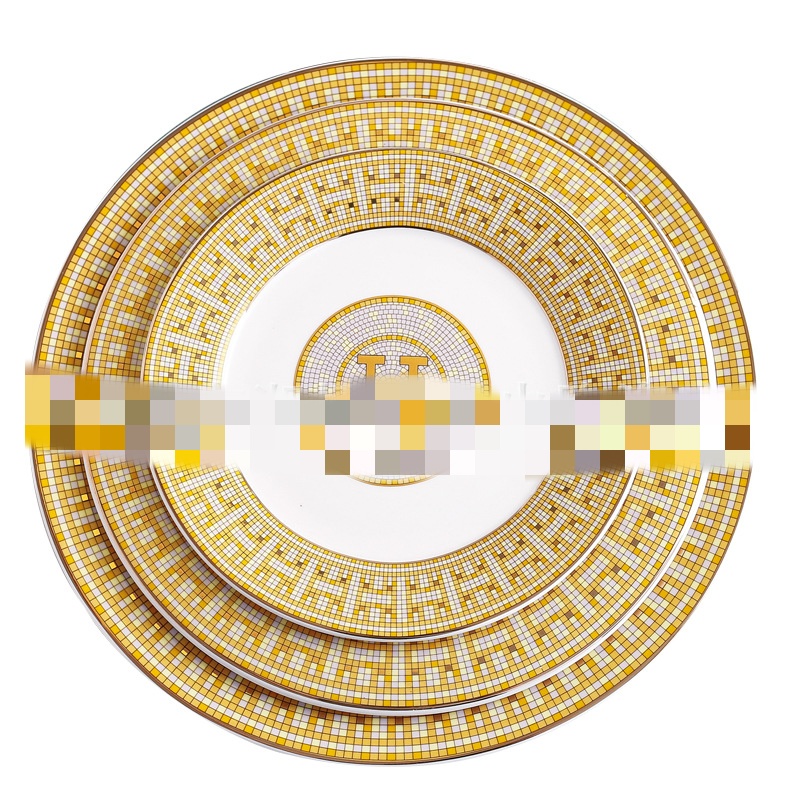 Top Lux Ceramic Mosaic Dish Tableware Set Household Ceramic round Model Steak Plate Western Plate Table