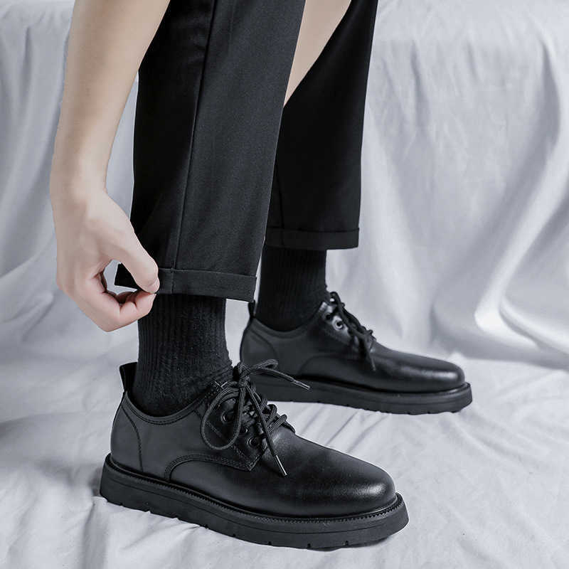 Men Dress Shoes New Thick Soled Mens Big Head Casual Shoes British Style Casual Small Leather Shoes Shoes 241009