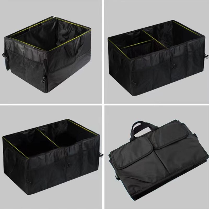 Car Trunk Organizer Black Oxford Cloth Multi-Purpose Clutter Trunk Storage Box with Handle Multi-Compartment Foldable e98b4
