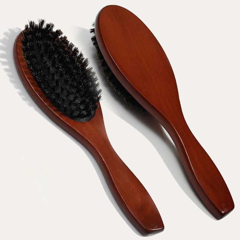 Natural bristle brush massage comb anti-static hair scalp blade brush beech wood handle hair brush comb styling tool W241112
