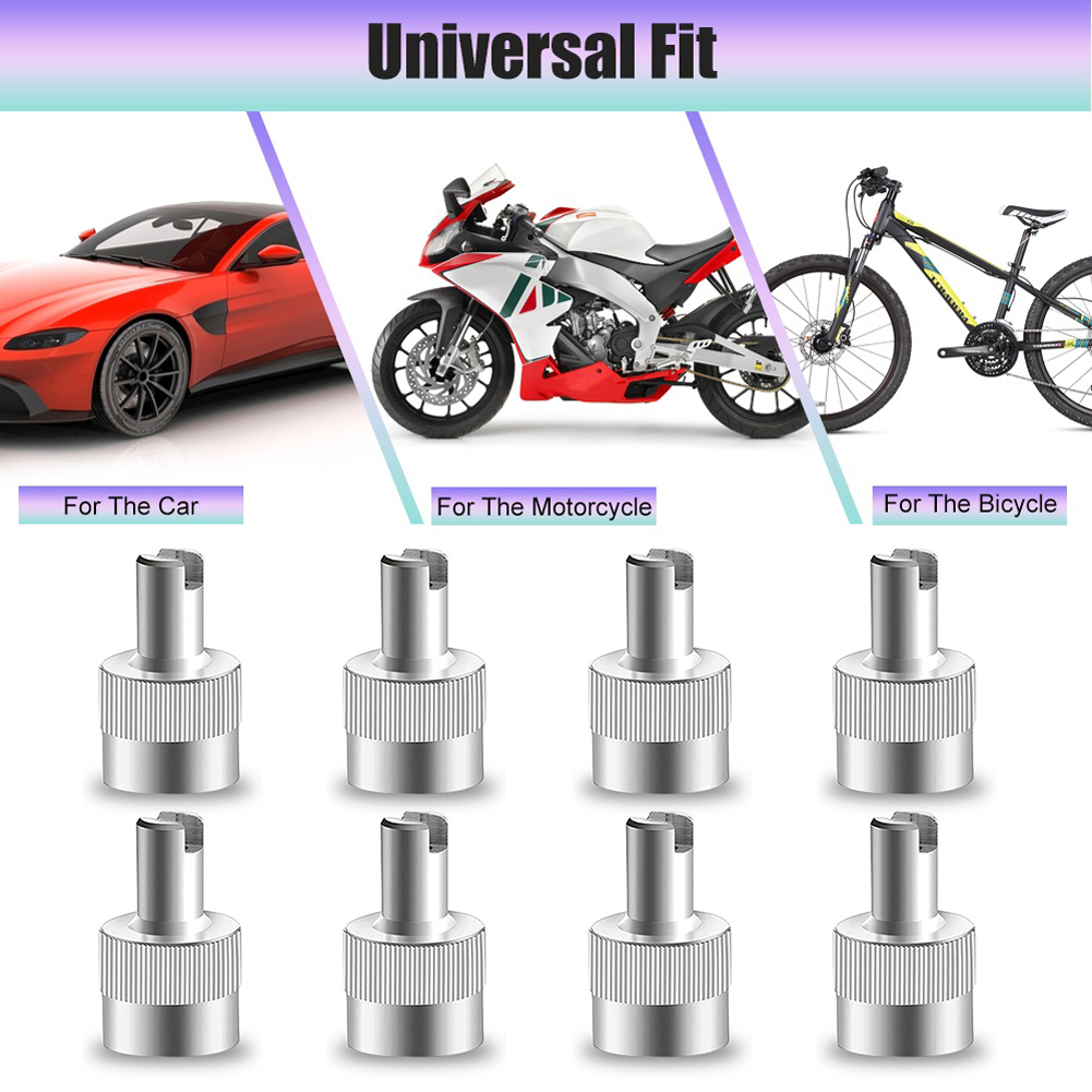 8Pcs Slotted Head Valve Stem Caps Leak-proof Wheel Tire Valve Lid Cover Copper Tire Valve Stem Cap for Car Motorcycle Repair