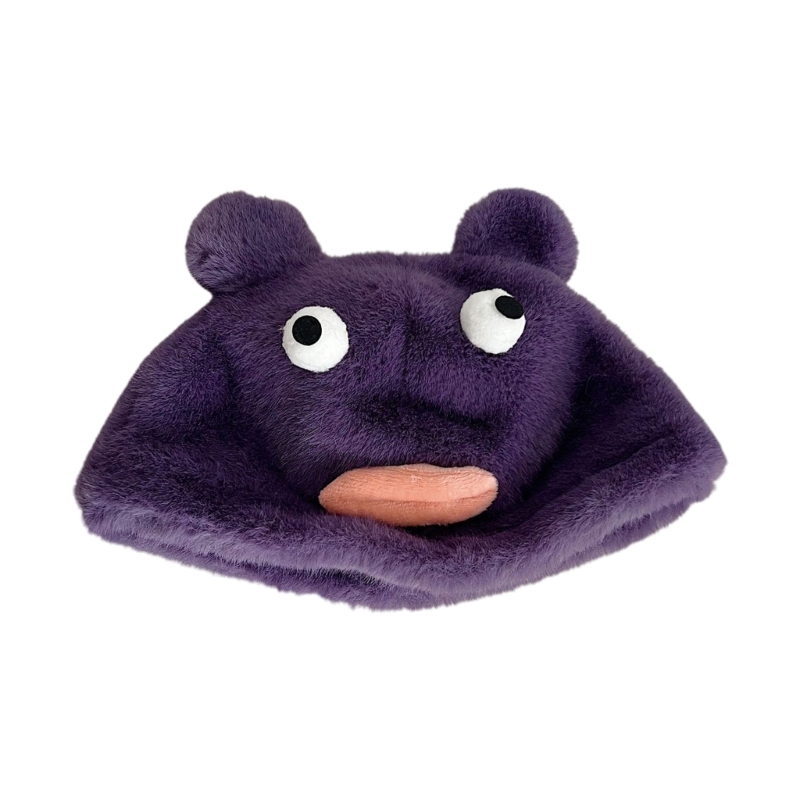 Girls Funny Plush Bear Beanie 3D Mouth Cap Women Outdoor Sports Hiking Hat M6CD