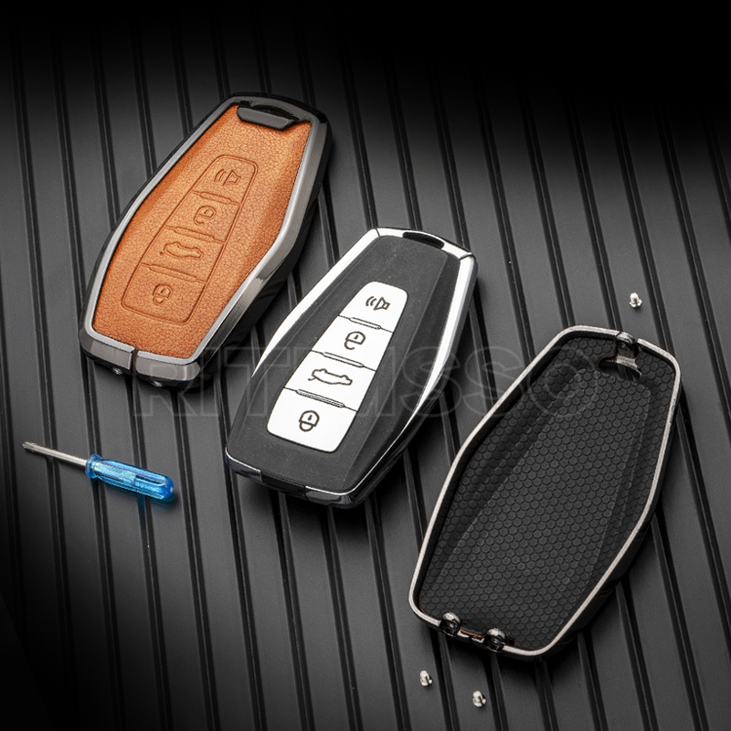 Alloy Car Key Cover Case Shell Holder Set For Geely Coolray X6 Emgrand Global Hawk GX7 Remote Accessories Car-Styling Keychain 621cf