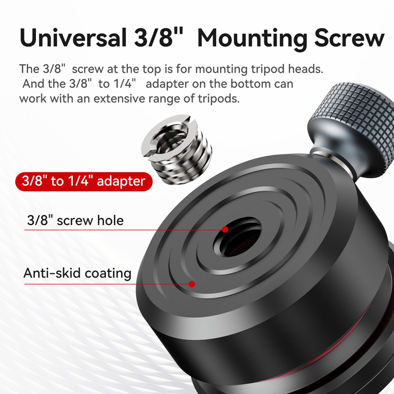 Ulanzi TT37 Mini Leveling Base Tripod Head Universal Horizontal Adjustment Mount Panoramic Head 3/8'' 1/4'' Screw for DSLR Shot