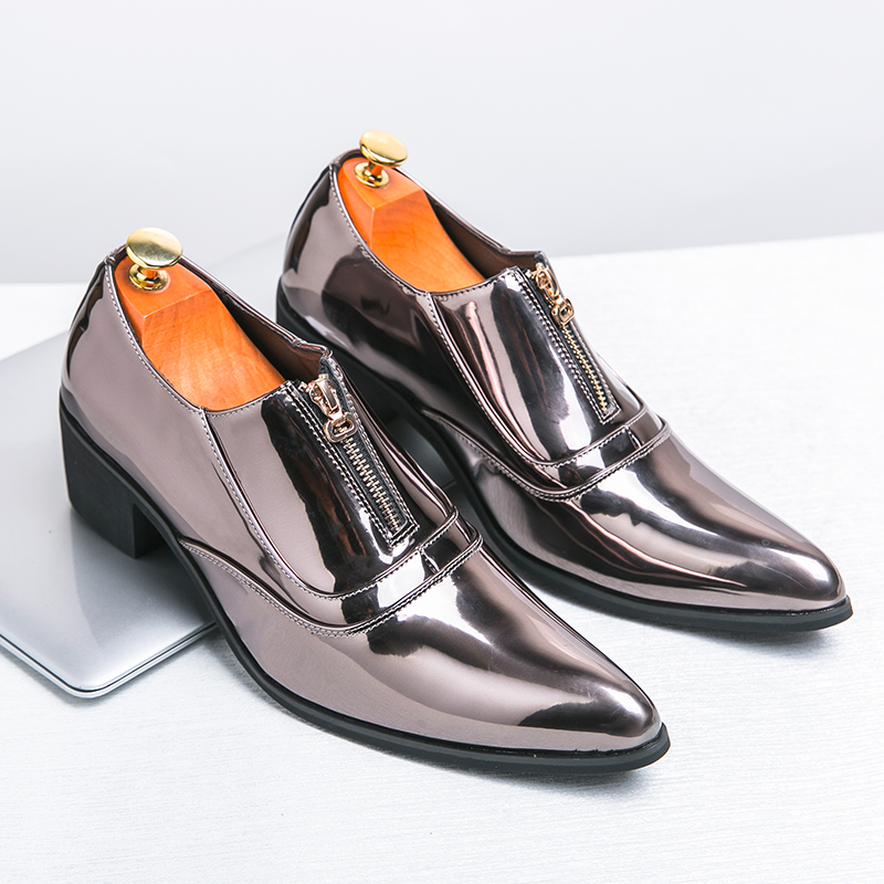 Shoe New Arrival Lace-Up Oxfords Leather High Heels Men Club Classic Pointed Toe Male Casual Shoes s