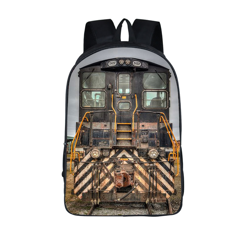 Old-fashioned Steam Train / Locomotive Pattern Backpack for Teenager School Bags Women Travel Student Book Bags Gift 16 Inches 8f33f