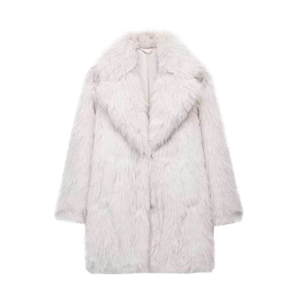 shanshi fur coat women Women's clothing autumn and winter new item lapel faux fur effect warm coat jacket