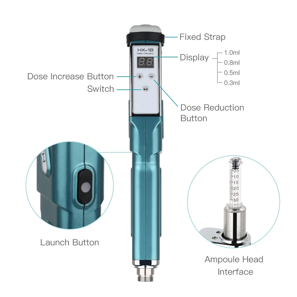 2in1 Auto Electric Hyaluron Pen 0.3ml 0.5ml Ampoule Head Adaper Tips Beauty Device