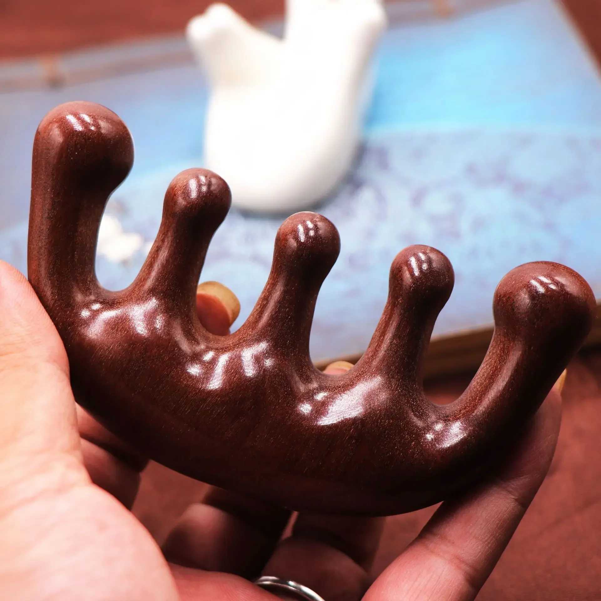 Hawthorn wood massage comb meridian comb female anti-static hair loss treatment wide tooth family pass W241112