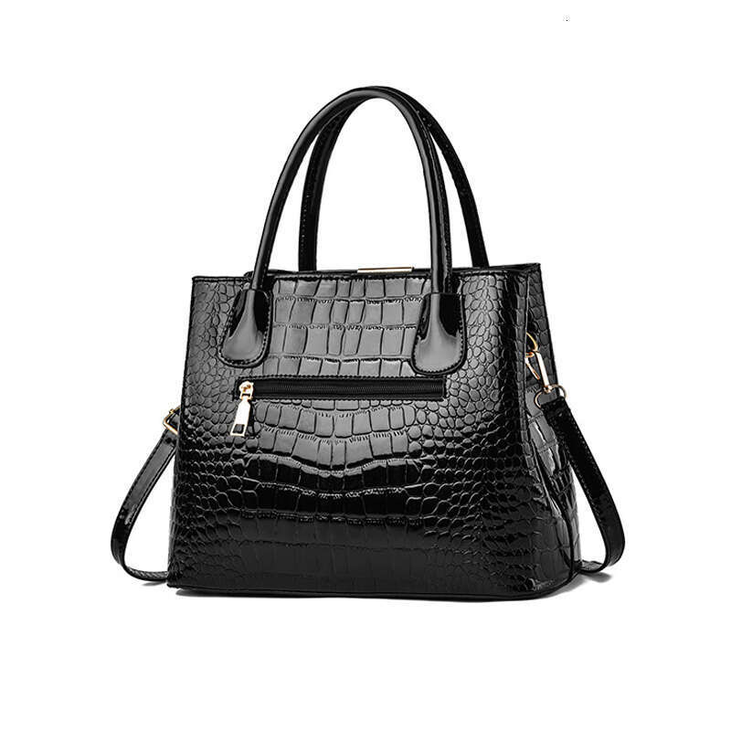 New bright leather handbag stone women's large capacity single shoulder crossbody bag Europe and the United States casual wo