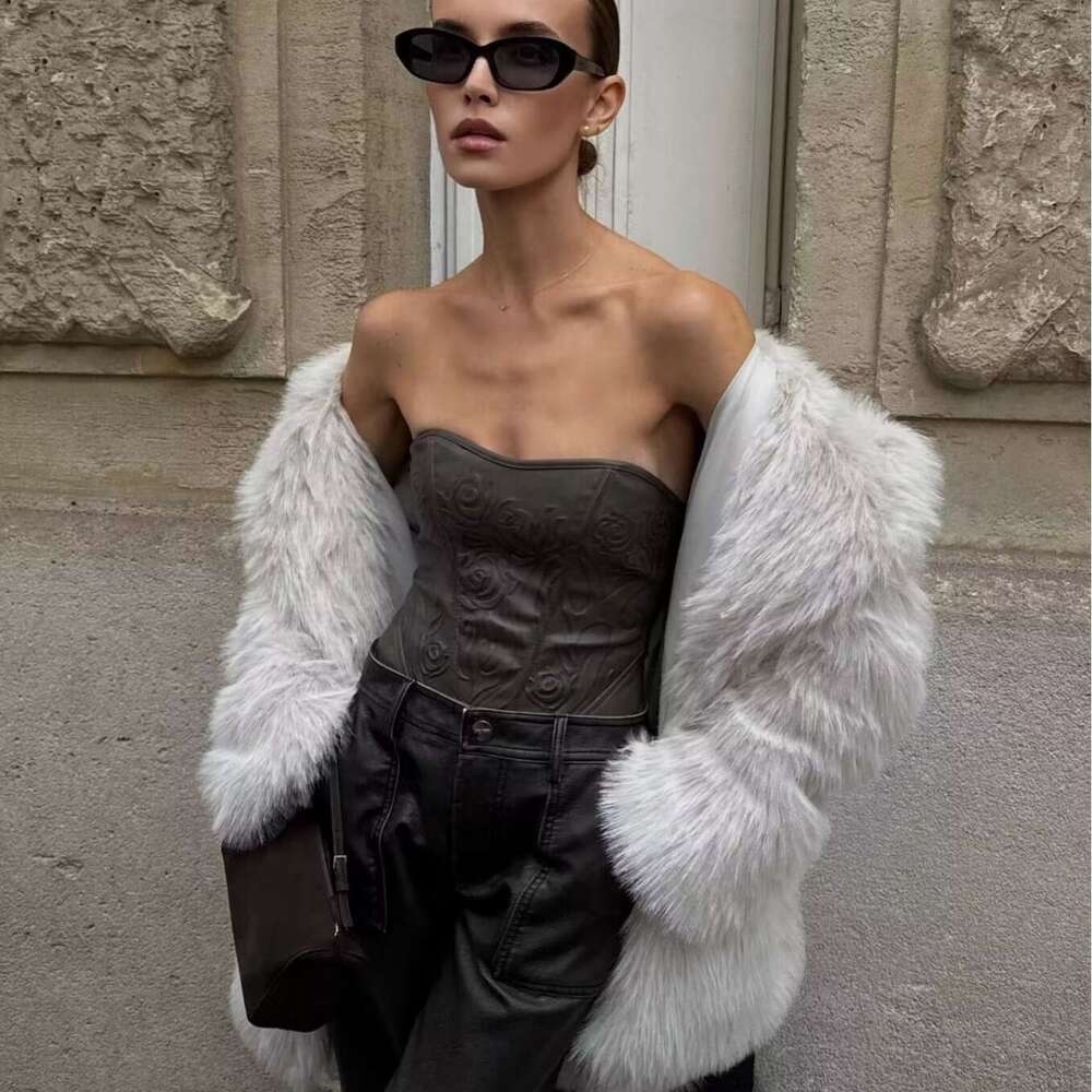shanshi fur coat women Women's clothing autumn and winter new item lapel faux fur effect warm coat jacket