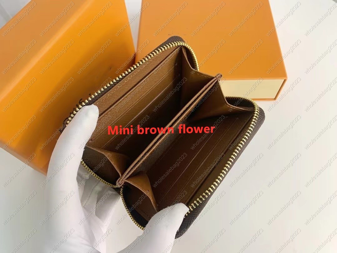 Fashion designer wallets luxury womens short purses embossed flower letters credit card holders ladies plaid money clutch bags with box and dustbag mi