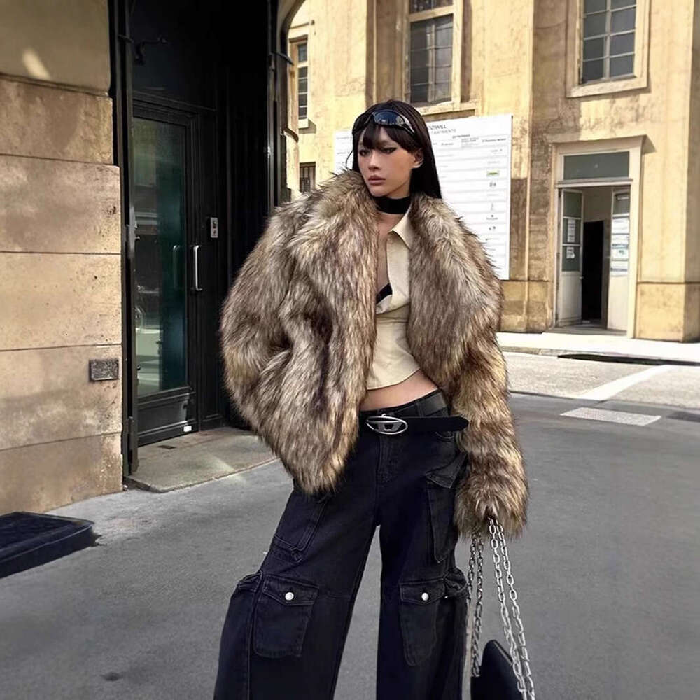 shanshi fur coat women Explosive Street Women's Raccoon Flip Collar Eco friendly Fur Coat