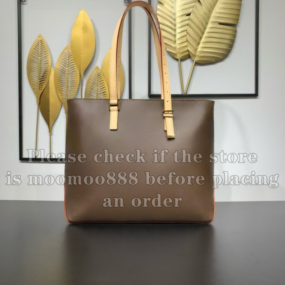 12A All-New Mirror Quality Luxury Designer Tote Bag Mezzo Handbags for Women Shopping Bags 43cm Brown Purse Coated Canvas Cowhide Leather Shoulder Bag