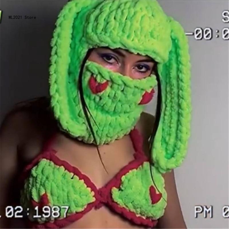 Winter for Girl Handwoven Balaclava Novelty Party Adult Knit Full Face Mask Hat Sport Accessories