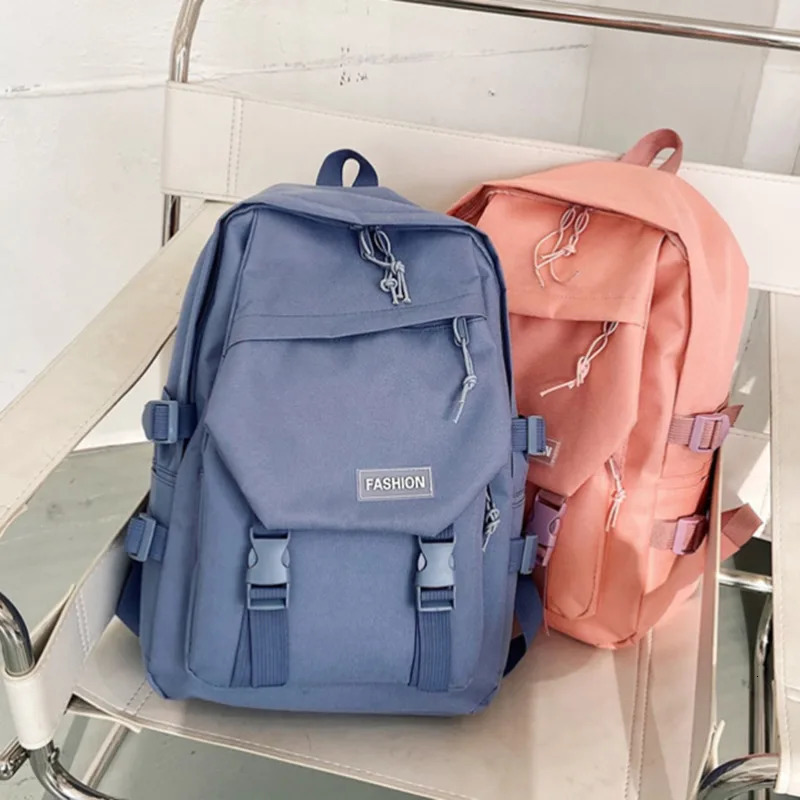 Simple backpack large capacity travel bag solid Harajuku student backpack womens backpack unisex version 241111
