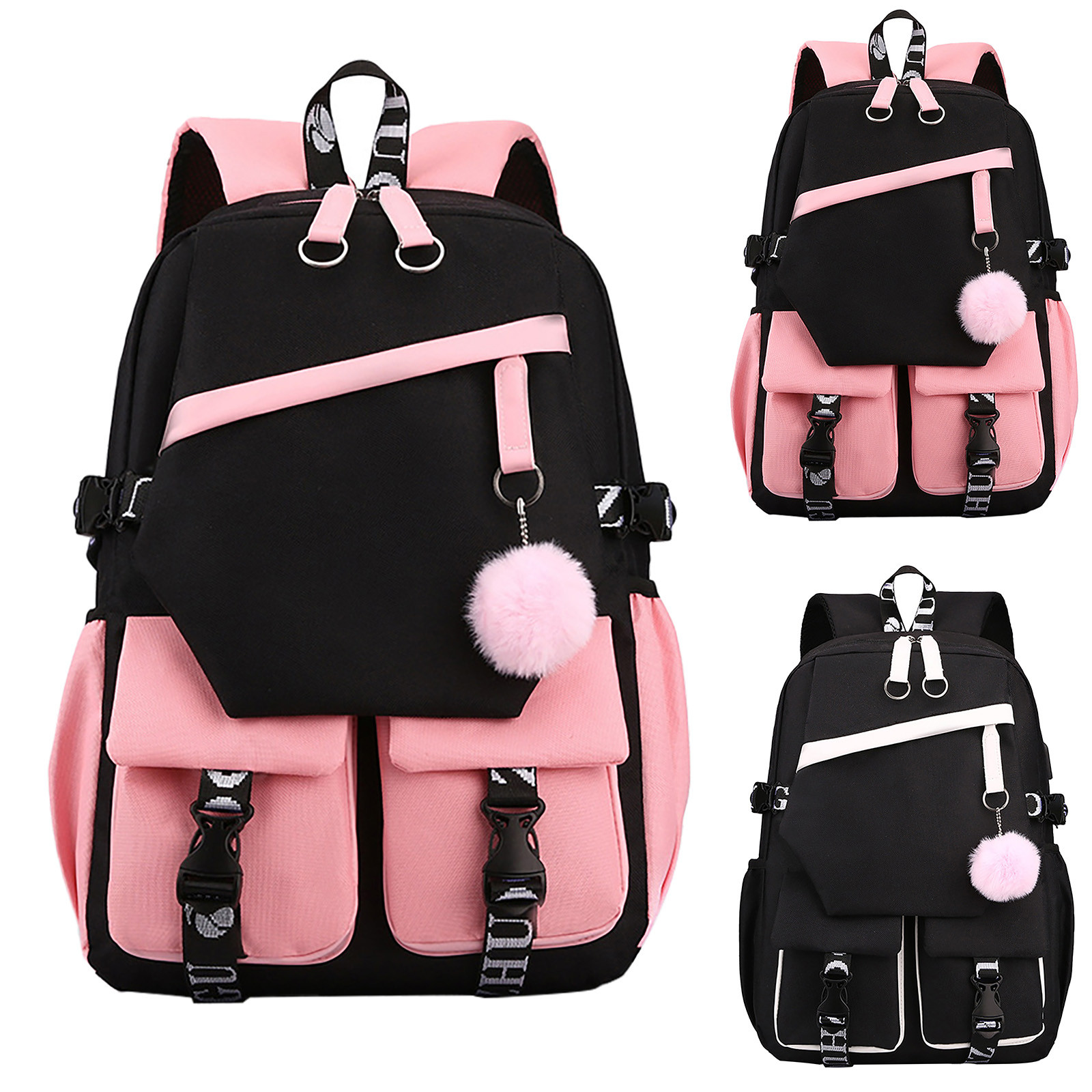 2023 Usb Charging Heat Transfer Printing Cloth Bag Shoulder Bag Large Capacity School Students Outdoor Backpack School Bags 6bf81