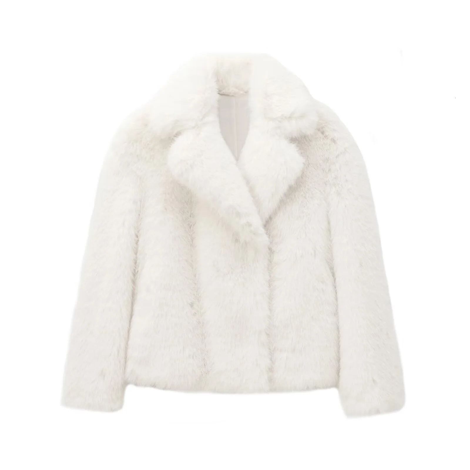 UNIZERA Womens Plush Coat Flip Collar Long Sleeve Solid Color with Pocket Autumn Warm 241112