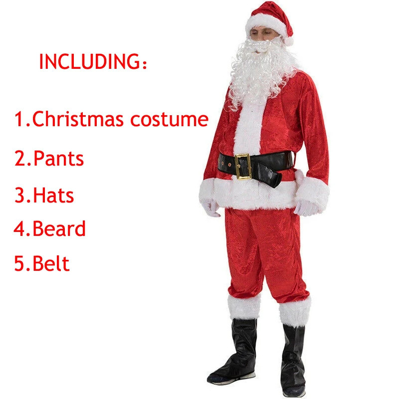 DIMUSI Santa Claus Cosplay Costume Daddy In Costume Clothes Dressed At The Christmas Of Men Five Bunslot Suit For Warm Adults 241111