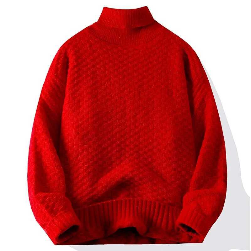 Autumn and Winter Turtle Neck Sweater Mens Thick Bottom Warm Knitted Mens High Fashion Brand Twisted Flower Mens Zipper Comfortable W2411111