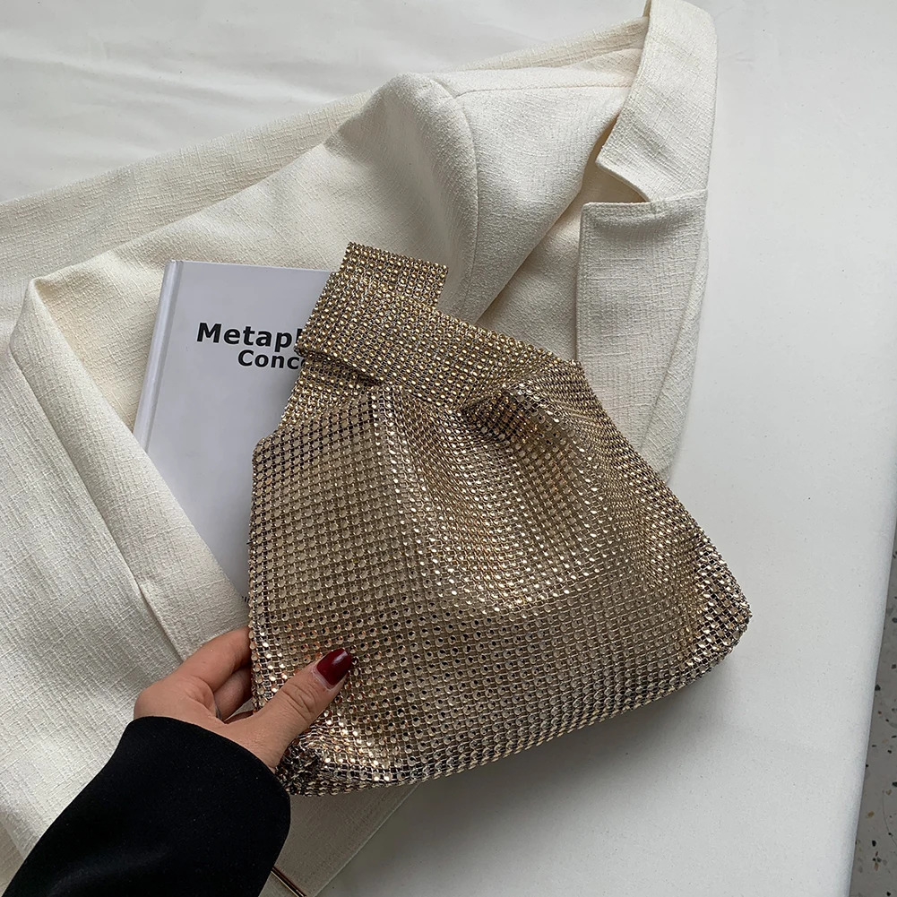 Crystal Handbags Bling Clutch Bag Glitter Party Evening Gold Versatile Small Tote 241112