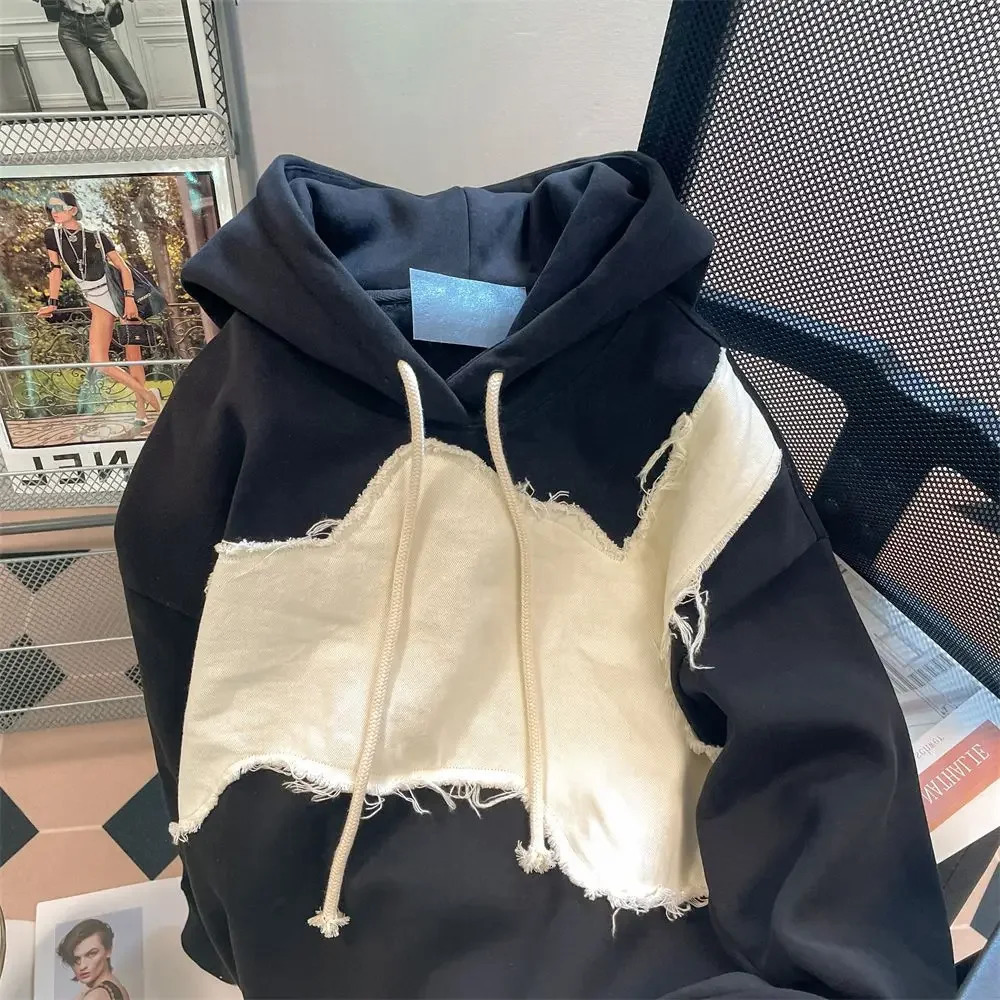 Male Clothes Hoodies Hooded Spliced Sweatshirt for Men Hip Hop Black Welcome Deal Novelty and Streetwear y No Loose S 241111