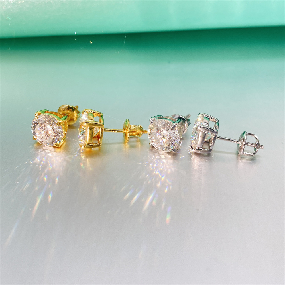 DJMAX 0.5-3ct Moissanite Earring Studs for Women Original 925 Sterling Silver Birds Nest Cut Lady Moissanite Earrings New 2023