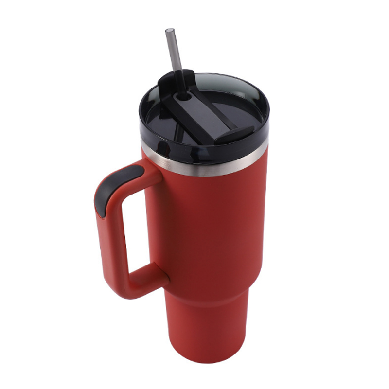 40oz Large Capacity Tumblers Cups With Handle Insulated Car Cup Lids and Straws Stainless Steel Coffee Termos Silicone Handle Customized LOGO Ya948