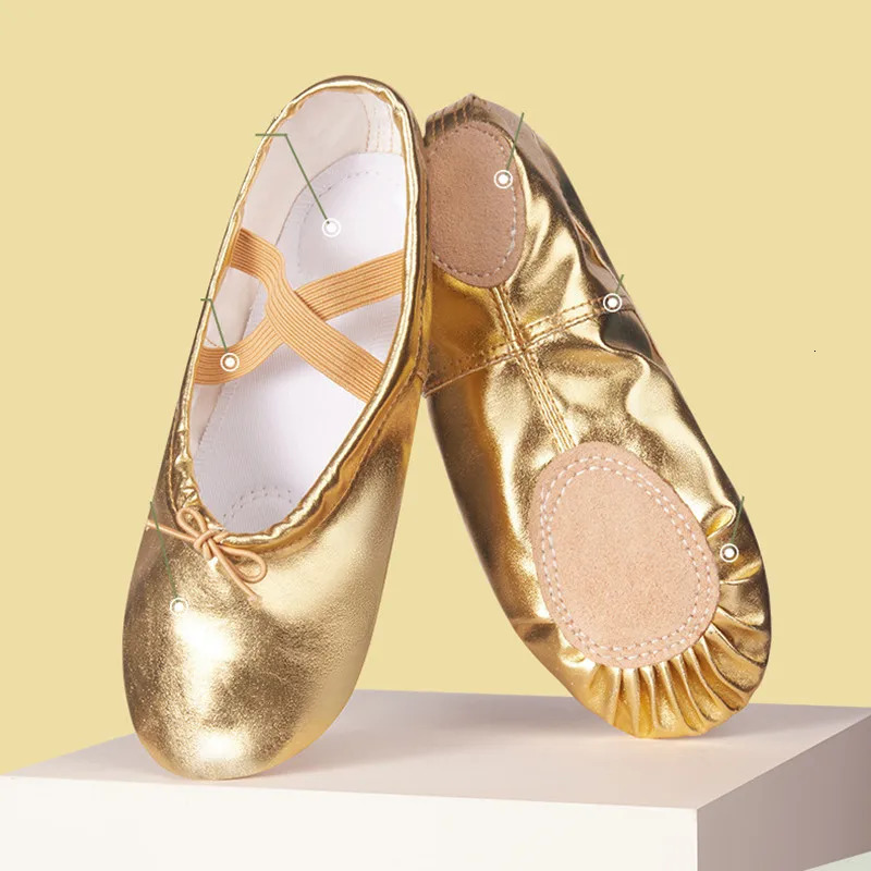Girls ballet shoes gold and silver soft soled ballet shoes slides childrens practice ballet shoes womens gymnastics 241111