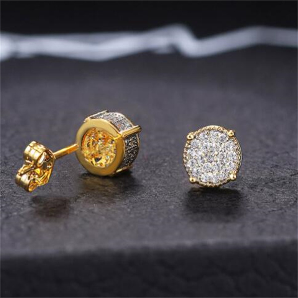 Fancy Round Shaped Stud Earrings Paved Shiny CZ Stone Silver Color/Gold Everyday Fashion Versatile Women's Ear Jewelry