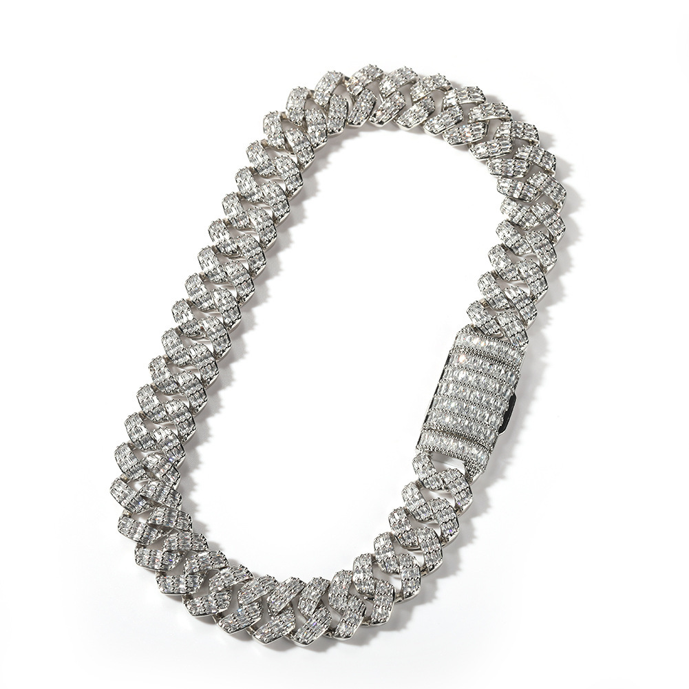 16mm 3 Rows Iced Out Cubic Zirconia Cuban Link Necklace New Design Grunge Hiphop Street Punk Rock Miami Mens Bling Cz Stone Curb Chains Choker Necklac