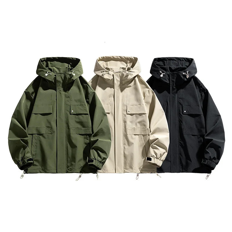 Men Jacket Hooded Windbreaker Trench Coats Oversize 6XL 7XL 8XL Plus Size Waterproof Black Bomber Camping Loose Thin Softshell 241108