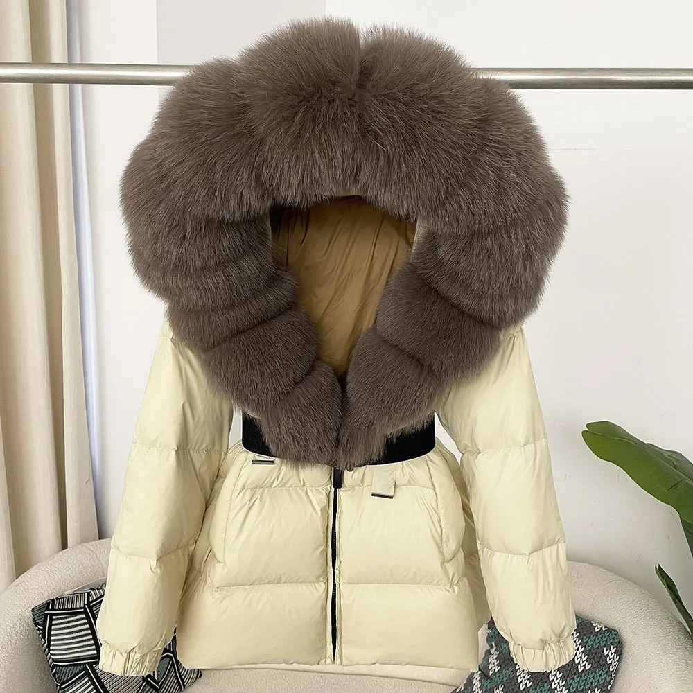 selling womens winter down jacket warm and stylish oversized fur collar womens winter coat white duck down Jack 241111