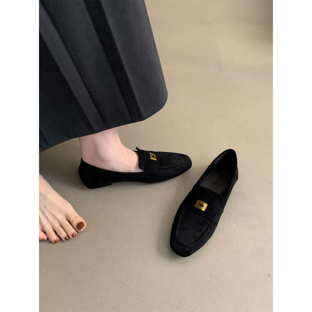 Quality Suede Loafers Women Flat Casual Leather Metal Decor Slip on Mules Spring Summer Walk Runner Shoes Woman