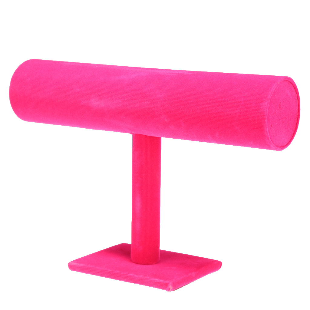 1-Layer T-Bar Jewelry Hairbands Bracelets Velvet Leatherette Bracelet Bangle Watch Rack Holder Jewelry Display Storage Accessory