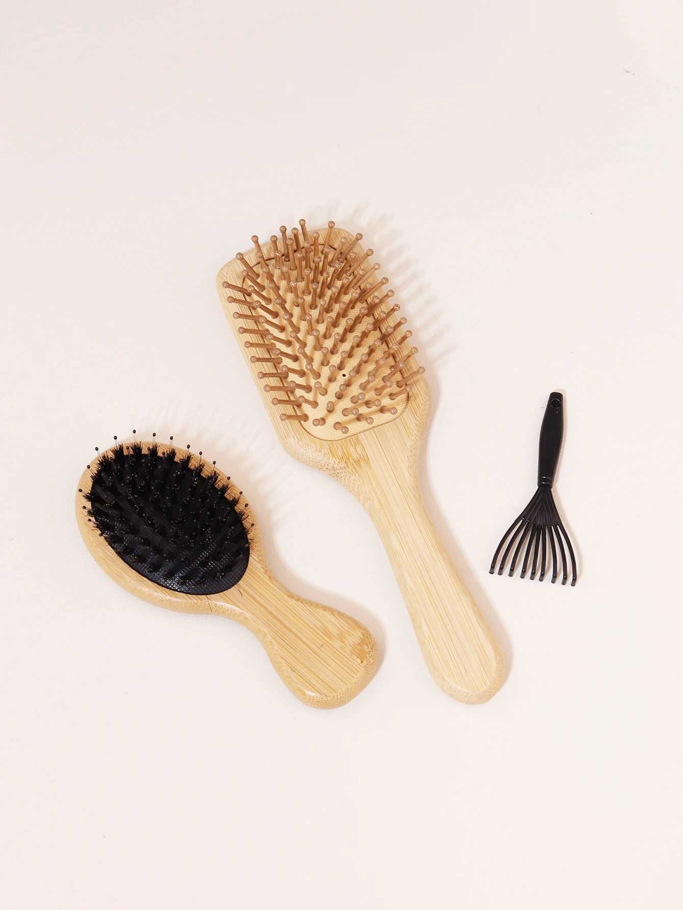 5-piece wooden comb with cleaning claw set anti-static household use scalp massage comb paddle brush and tail comb W241112