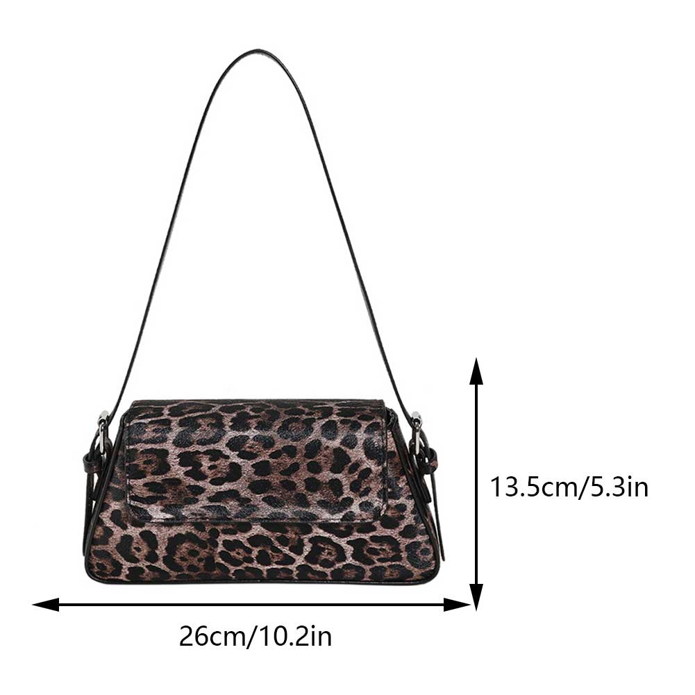 PU Leather Chic Sling Purses Waterproof Women Underarm Bag Large Capacity Leopard Print Fashion Handbag Solid Color for Shopping