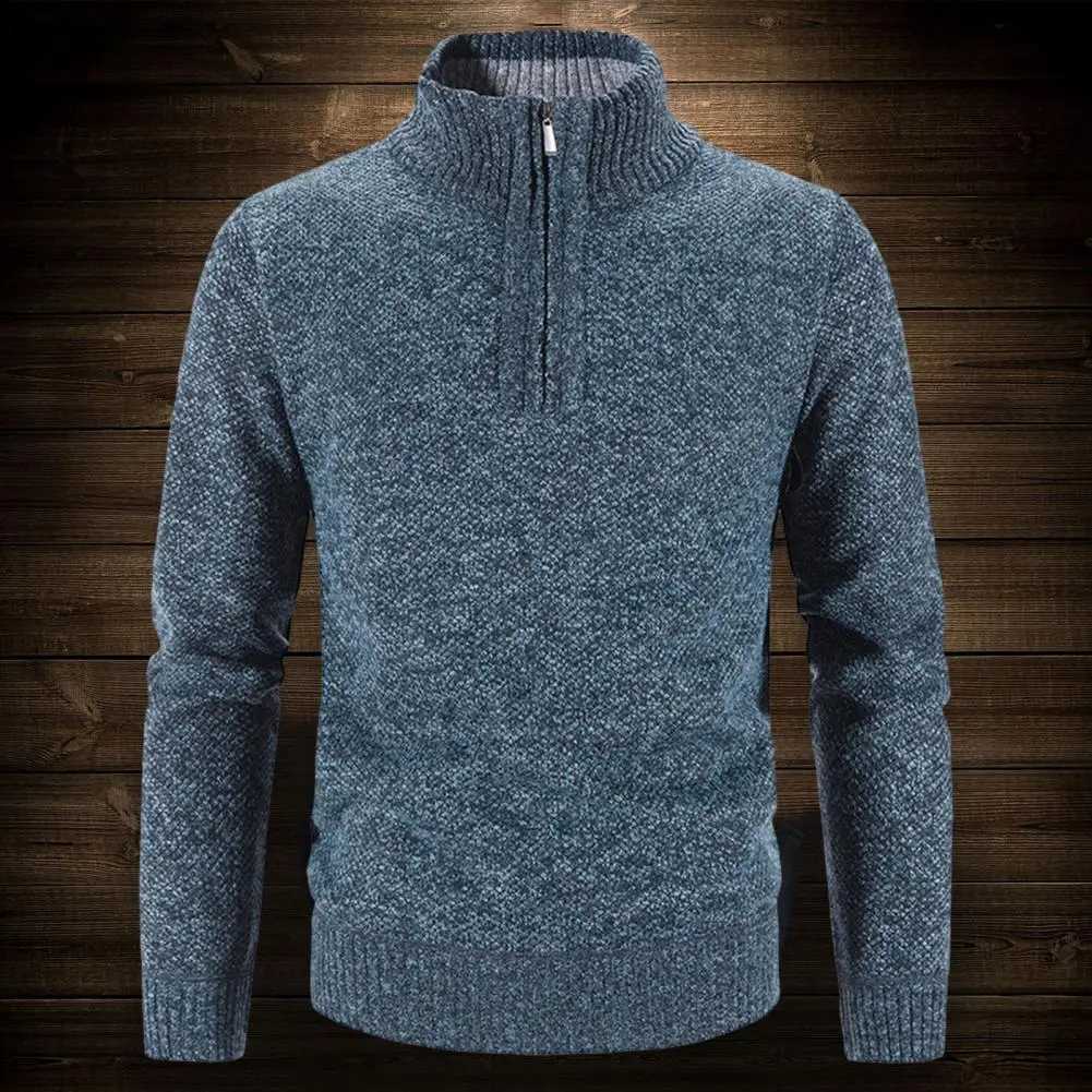 Mens Pullover sweatshirt slim fit casual turtle neck high-quality mens winter thick warm standing collar cardigan 3XL W2411111