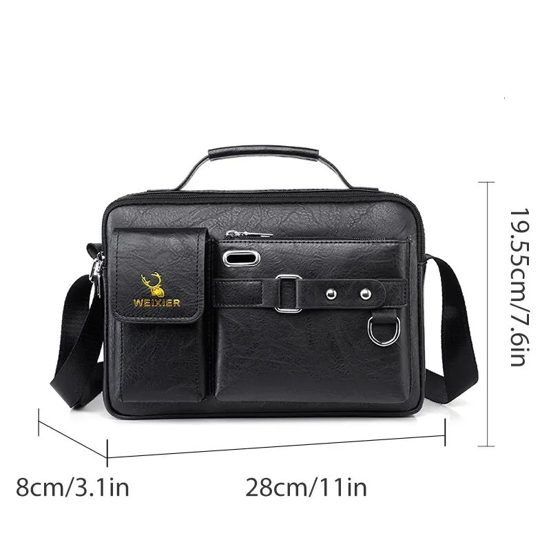 PU Shoulder Bag Mens Handbag Casual Business Large Capacity Crossbody 241111