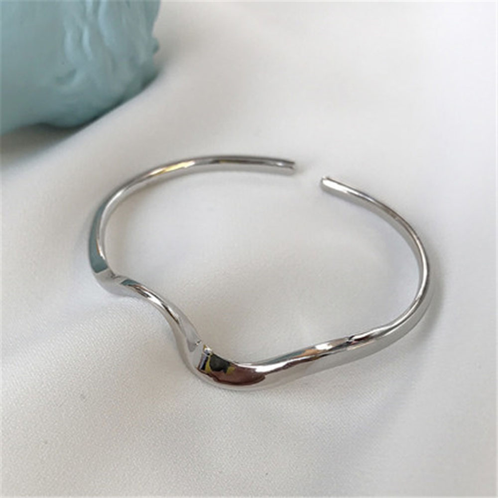 Stylish Trendy Water Wave Pattern Adjustable Bending Twisted Jewelry Simple Bracelet Opening Bangle Women Gift 0dc10