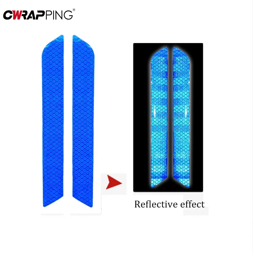 2PCS Bumper Night Visibility Reflective Warning Strip Tape Secure Accessory Reflector Stickers Decals Car Styling