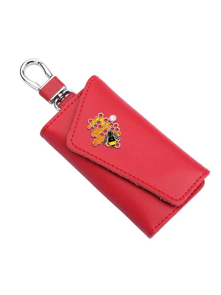 Portable Key Wallets Multifunctional PU Design Realist Gold Crystal Decor Dangle 634e7