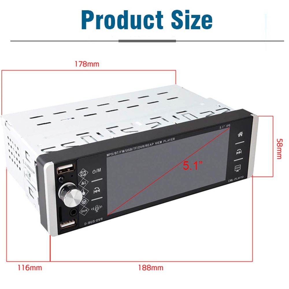 1din MP5 Player Touch Car Radio FM 4-USB 5.1 Inches Support Android Mirrorlink Bluetooth Carplay Autoradio DVR b8608