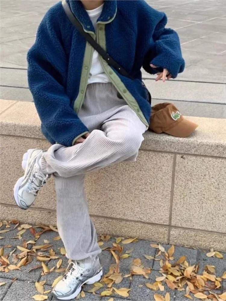 Winter Teddy Patch Work Reversible Jacket for Women Korean Loose Casual Modis Printed Womens Jacket Long Sleeve Womens Jacket 241112