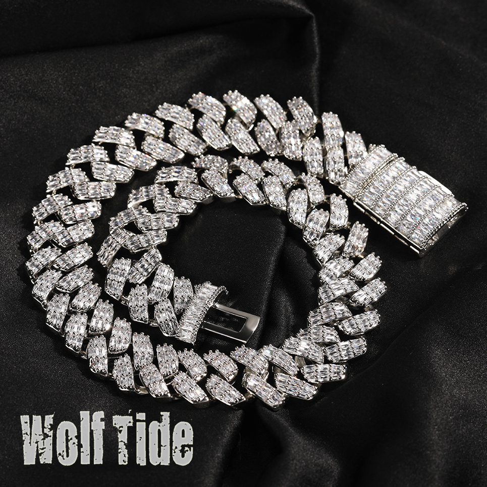 16mm 3 Rows Iced Out Cubic Zirconia Cuban Link Necklace New Design Grunge Hiphop Street Punk Rock Miami Mens Bling Cz Stone Curb Chains Choker Necklac