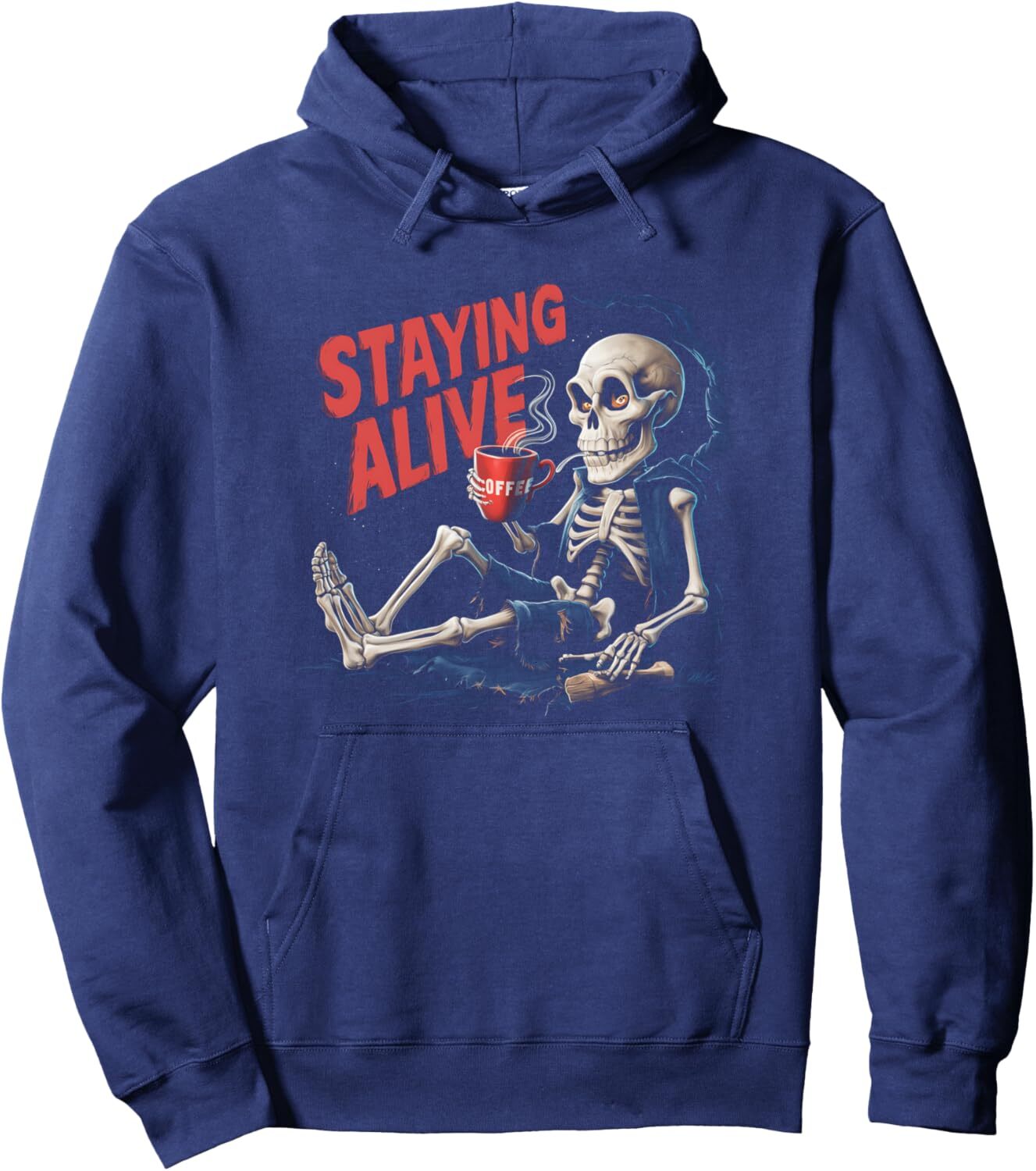 Hoodie for Mens Womens Skeleton Coffee Caffeine Lover Staying Alive Funny Gift Pullover Hoodie Graphic Hoodies sweatshirt
